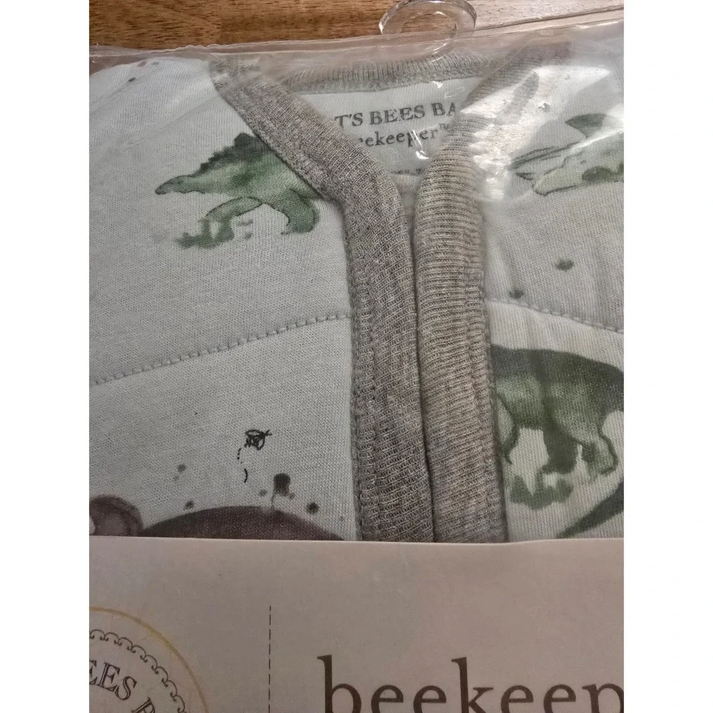 Burts Bees Baby Beekeeper Wearable Blanket Quilted Organic Cotton Dino Blue Med